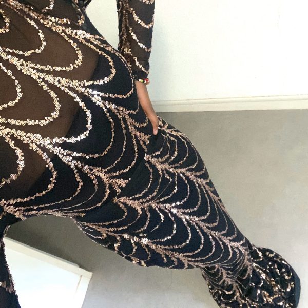 Black With Gold/Sliver Sequins Maxi Dresses Black With Gold/Sliver Sequins Maxi Dresses