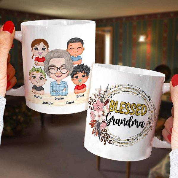 Blessed Grandma, Grandparents And Children Personalized Coffee Mug Gift For Grandparents Blessed Grandma, Grandparents And Children Personalized Coffee Mug Gift For Grandparents