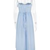 Blue Broderie Anglais Slit Midi Dress Blue Broderie Anglais Slit Midi Dress