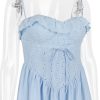 Blue Broderie Anglais Slit Midi Dress Blue Broderie Anglais Slit Midi Dress