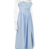 Blue Broderie Anglais Slit Midi Dress Blue Broderie Anglais Slit Midi Dress
