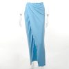 Blue Corset Top And Slit Maxi Skirt Set