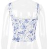Blue Floral Print Hook Corset Top Blue Floral Print Hook Corset Top
