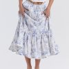 Blue Floral Print Midi Skirt Blue Floral Print Midi Skirt
