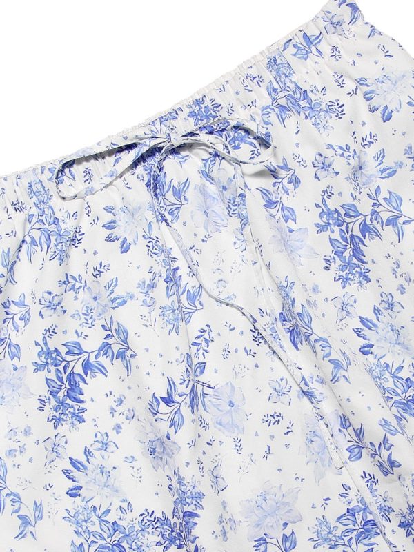Blue Floral Print Midi Skirt Blue Floral Print Midi Skirt