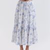 Blue Floral Print Midi Skirt Blue Floral Print Midi Skirt