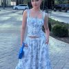 Blue Floral Print Midi Skirt Blue Floral Print Midi Skirt