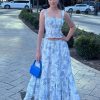 Blue Floral Print Midi Skirt Blue Floral Print Midi Skirt