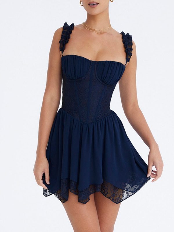 Blue Frill Layered Mini Dress Blue Frill Layered Mini Dress