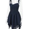 Blue Frill Layered Mini Dress Blue Frill Layered Mini Dress