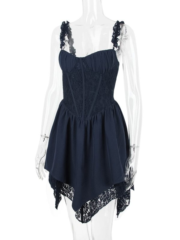 Blue Frill Layered Mini Dress Blue Frill Layered Mini Dress