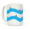 Blue Shark Fins Waves Pattern Coffee Mug Blue Shark Fins Waves Pattern Coffee Mug