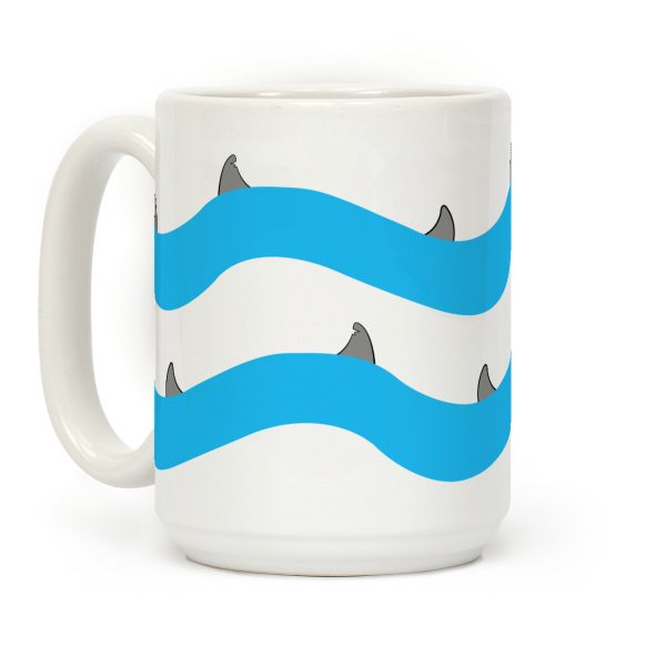 Blue Shark Fins Waves Pattern Coffee Mug Blue Shark Fins Waves Pattern Coffee Mug
