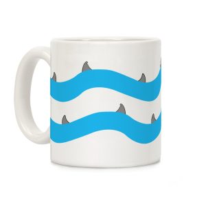 Blue Shark Fins Waves Pattern Coffee Mug
