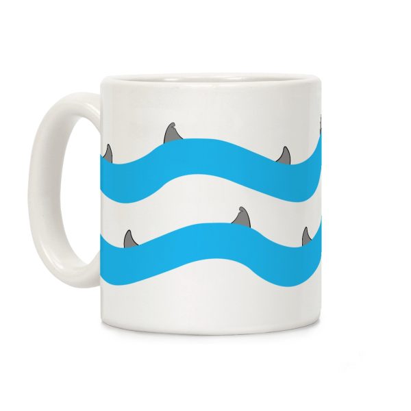 Blue Shark Fins Waves Pattern Coffee Mug Blue Shark Fins Waves Pattern Coffee Mug