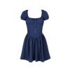Blue Short Sleeve Buttoned Frill Mini Dress Blue Short Sleeve Buttoned Frill Mini Dress