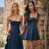 Blue Short Sleeve Buttoned Frill Mini Dress Blue Short Sleeve Buttoned Frill Mini Dress