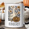 Boho Goose Halloween Pumpkin Personalized Mug, Spooky Fall Floral Gift with Custom Name Boho Goose Halloween Pumpkin Personalized Mug, Spooky Fall Floral Gift with Custom Name