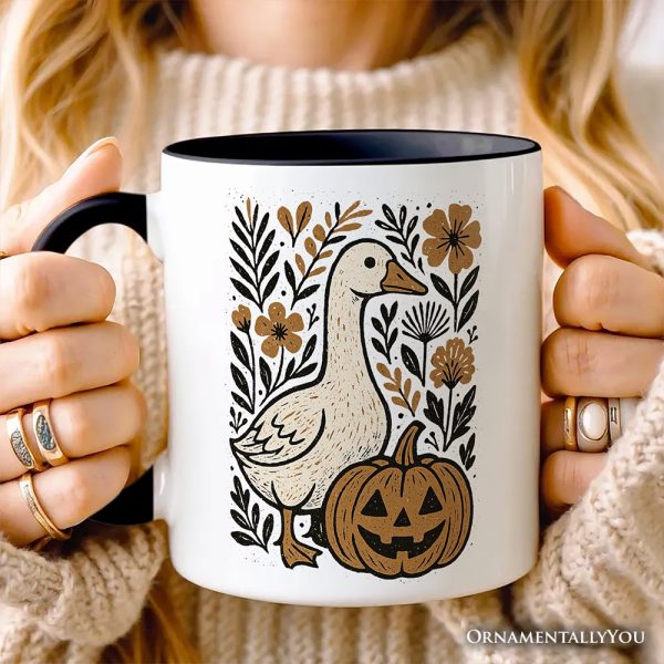 Boho Goose Halloween Pumpkin Personalized Mug, Spooky Fall Floral Gift with Custom Name Boho Goose Halloween Pumpkin Personalized Mug, Spooky Fall Floral Gift with Custom Name