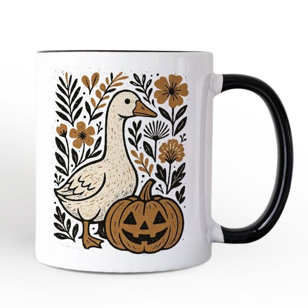 Boho Goose Halloween Pumpkin Personalized Mug, Spooky Fall Floral Gift with Custom Name Boho Goose Halloween Pumpkin Personalized Mug, Spooky Fall Floral Gift with Custom Name