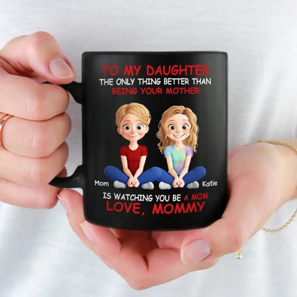 Bonded By Heart, United By Love - Family Personalized Custom Black Mug - Mother's Day, Gift For Mom, Daughter