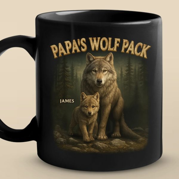 Bonded Like A Wolf Pack - Family Personalized Custom Black Mug - Father's Day, Gift For Dad, Grandpa Bonded Like A Wolf Pack - Family Personalized Custom Black Mug - Father's Day, Gift For Dad, Grandpa
