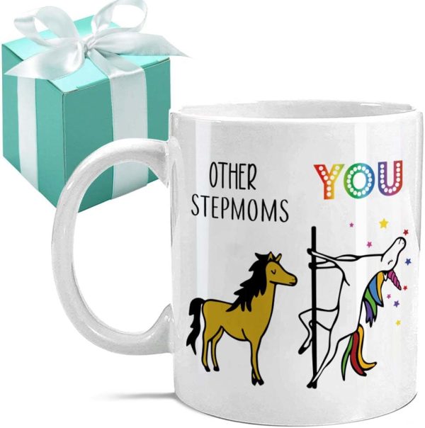 Bonus Mom Coffee Mug Funny Stepmom Gift from Stepdaughter Stepson, Birthday Mother's Day Christmas Gift Idea