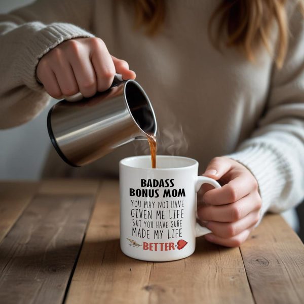 Bonus Mom Coffee Mug Gift for Stepmom from Stepdaughter Stepson Birthday Mother's Day Christmas Gift Idea Bonus Mom Coffee Mug Gift for Stepmom from Stepdaughter Stepson Birthday Mother's Day Christmas Gift Idea