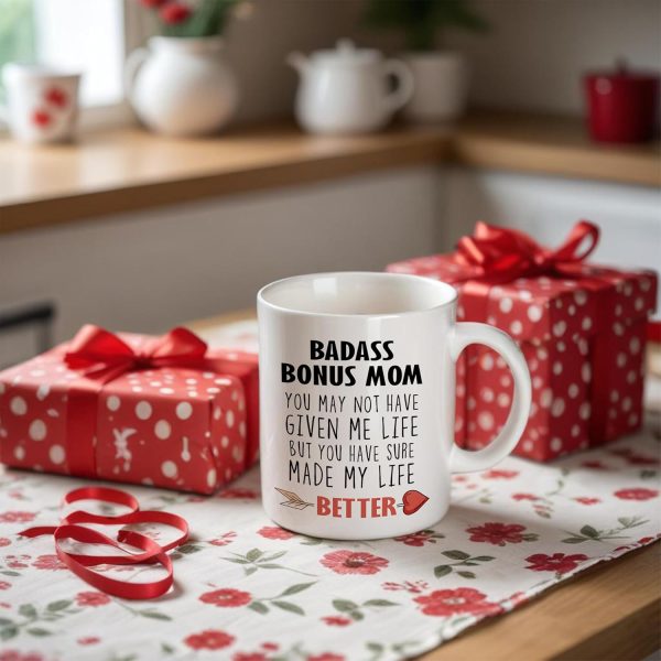 Bonus Mom Coffee Mug Gift for Stepmom from Stepdaughter Stepson Birthday Mother's Day Christmas Gift Idea Bonus Mom Coffee Mug Gift for Stepmom from Stepdaughter Stepson Birthday Mother's Day Christmas Gift Idea