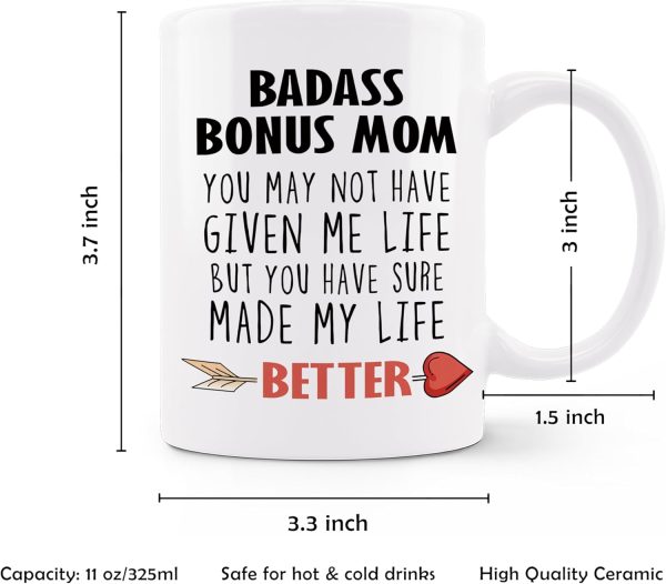Bonus Mom Coffee Mug Gift for Stepmom from Stepdaughter Stepson Birthday Mother's Day Christmas Gift Idea Bonus Mom Coffee Mug Gift for Stepmom from Stepdaughter Stepson Birthday Mother's Day Christmas Gift Idea