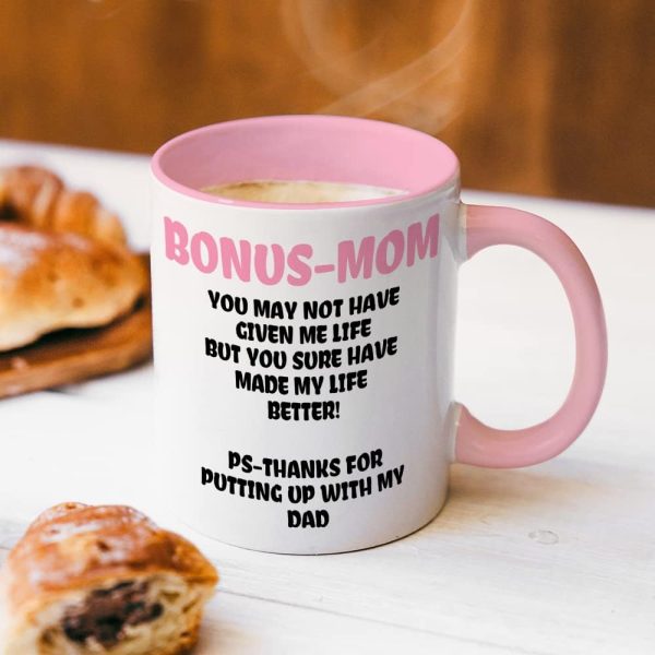 Bonus Mom Funny Coffee Mug, Gift for Stepmom from Stepdaughter Stepson Birthday Mother's Day Christmas Gift Bonus Mom Funny Coffee Mug, Gift for Stepmom from Stepdaughter Stepson Birthday Mother's Day Christmas Gift