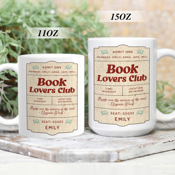 Book Lovers Club - Personalized Ceramic Mug - Gift For Book Lovers HH01 Book Lovers Club - Personalized Ceramic Mug - Gift For Book Lovers HH01