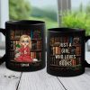 Books Are The Windows To My Soul - Personalized Custom Black Mug - Gift For Book Lovers