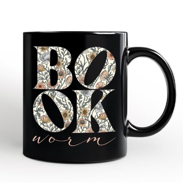 Bookworm Floral Personalized Mug, Boho Wildflower Book Lover Gift with Custom Name Bookworm Floral Personalized Mug, Boho Wildflower Book Lover Gift with Custom Name
