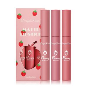Border 3 Strawberry Velvet Mist Matte Lip Glaze Lipstick Set Soft, Matte Finish, Vibrant Color
