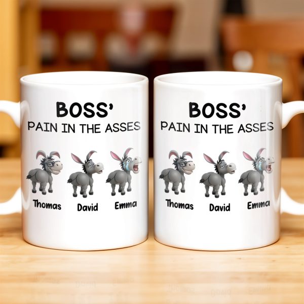 Boss' Pain In The Asses Featuring Playful Donkeys - Personalized Custom Coffee Mug - COL107_MG