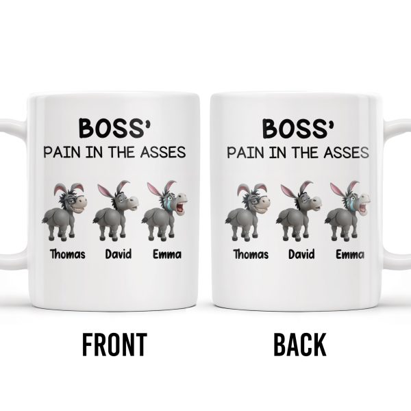 Boss' Pain In The Asses Featuring Playful Donkeys - Personalized Custom Coffee Mug - COL107_MG