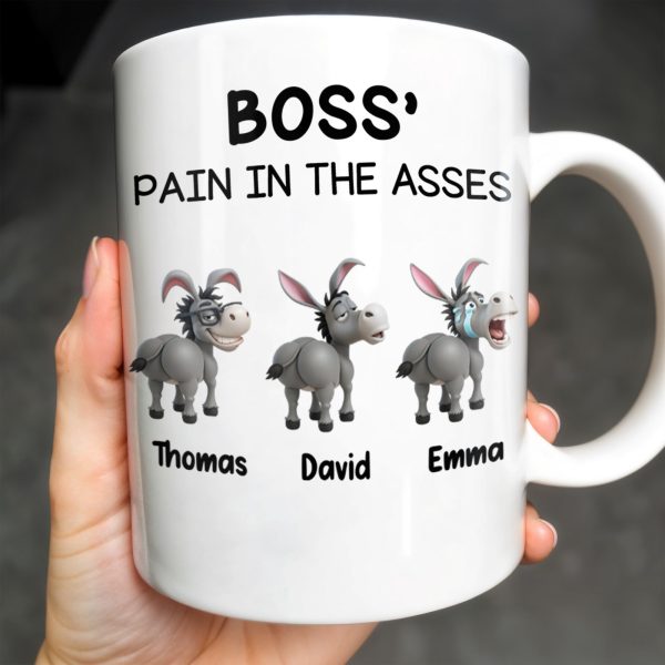 Boss' Pain In The Asses Featuring Playful Donkeys - Personalized Custom Coffee Mug - COL107_MG