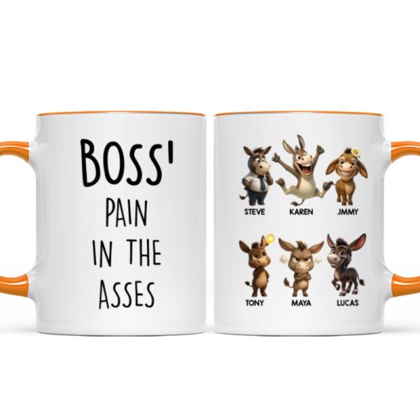 Boss Pain in the Asses, Funny Donkey Office Decoration - Personalized Mug - Custom Employee Gift Exchange, White Elephant Gift Boss Pain in the Asses, Funny Donkey Office Decoration - Personalized Mug - Custom Employee Gift Exchange, White Elephant Gift