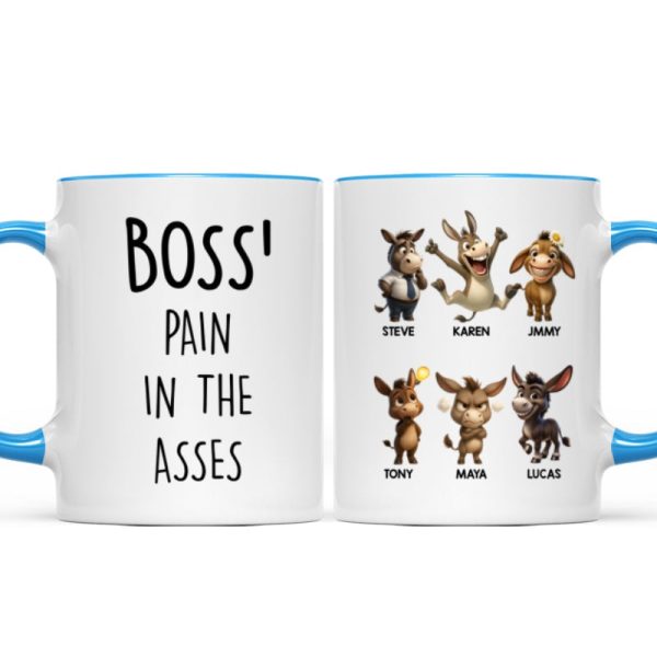 Boss Pain in the Asses, Funny Donkey Office Decoration - Personalized Mug - Custom Employee Gift Exchange, White Elephant Gift Boss Pain in the Asses, Funny Donkey Office Decoration - Personalized Mug - Custom Employee Gift Exchange, White Elephant Gift