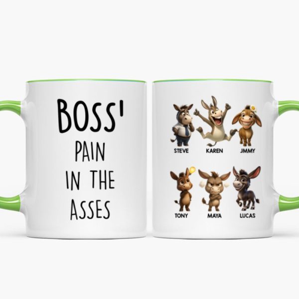 Boss Pain in the Asses, Funny Donkey Office Decoration - Personalized Mug - Custom Employee Gift Exchange, White Elephant Gift Boss Pain in the Asses, Funny Donkey Office Decoration - Personalized Mug - Custom Employee Gift Exchange, White Elephant Gift