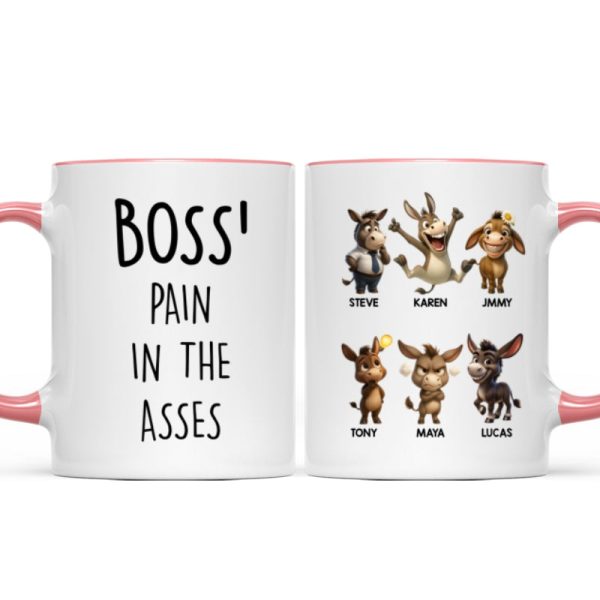 Boss Pain in the Asses, Funny Donkey Office Decoration - Personalized Mug - Custom Employee Gift Exchange, White Elephant Gift Boss Pain in the Asses, Funny Donkey Office Decoration - Personalized Mug - Custom Employee Gift Exchange, White Elephant Gift
