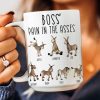 Boss' Pain in the Asses White Ceramic Mug, Personalized Office Humor Gift for Coworkers and Morning Coffee Smiles