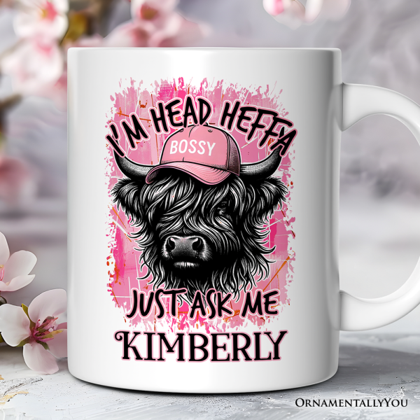 Bossy Highland Cow Personalized Mug, Head Heifer Funny Western Gift with Custom Name Bossy Highland Cow Personalized Mug, Head Heifer Funny Western Gift with Custom Name