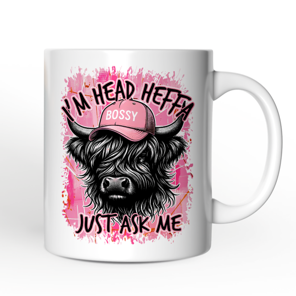 Bossy Highland Cow Personalized Mug, Head Heifer Funny Western Gift with Custom Name Bossy Highland Cow Personalized Mug, Head Heifer Funny Western Gift with Custom Name