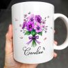 Bouquet Of Purple Flowers With Butterflies - Personalized Custom Coffee Mug - DTG026_MG