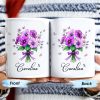 Bouquet Of Purple Flowers With Butterflies - Personalized Custom Coffee Mug - DTG026_MG