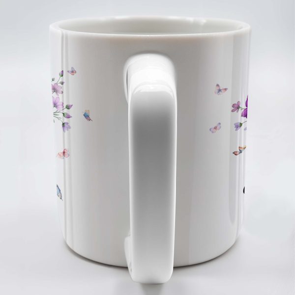 Bouquet Of Purple Flowers With Butterflies - Personalized Custom Coffee Mug - DTG026_MG