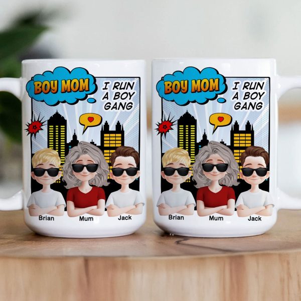 Boy Mom I Run A Boy Gang - Personalized Mug