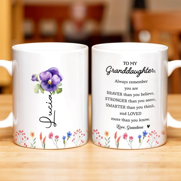 Braver Stronger Smarter Loved Floral Granddaughter Mug - Personalized Custom Coffee Mug - GDT002_MG Braver Stronger Smarter Loved Floral Granddaughter Mug - Personalized Custom Coffee Mug - GDT002_MG